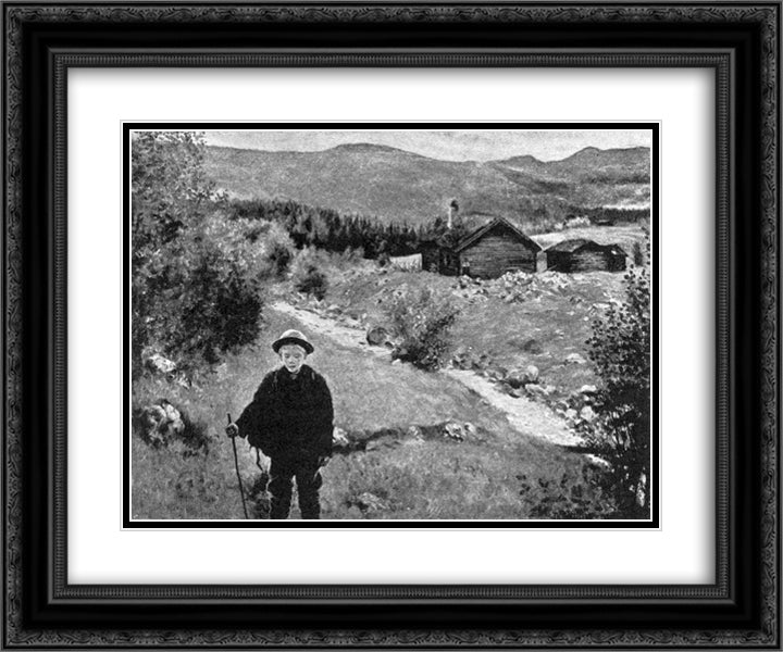 Farvel Da Mor 24x20 Black Ornate Wood Framed Art Print Poster with Double Matting by Kittelsen, Theodor Severin