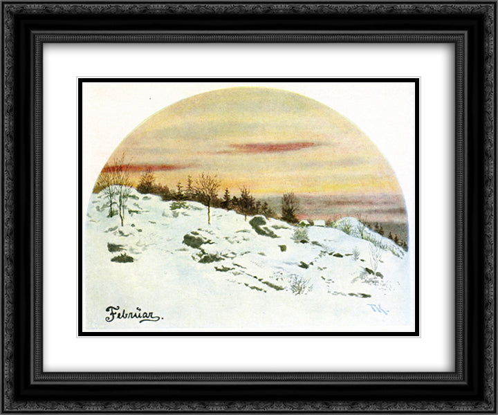 February 24x20 Black Ornate Wood Framed Art Print Poster with Double Matting by Kittelsen, Theodor Severin