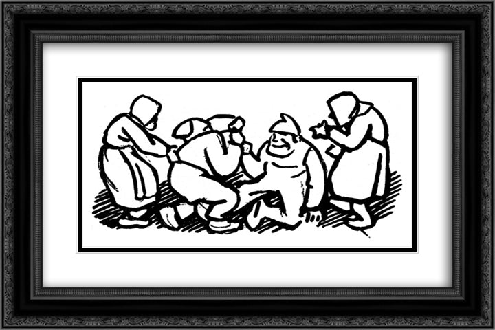 Folk 24x16 Black Ornate Wood Framed Art Print Poster with Double Matting by Kittelsen, Theodor Severin