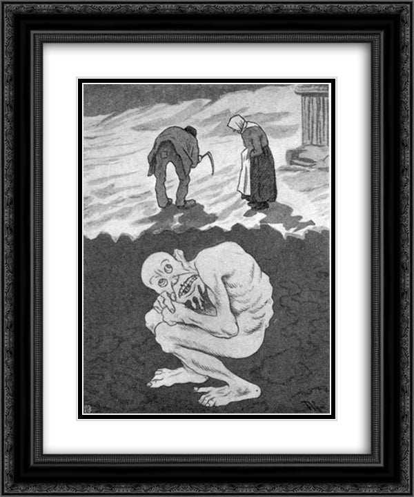 Folk Og Trold 20x24 Black Ornate Wood Framed Art Print Poster with Double Matting by Kittelsen, Theodor Severin