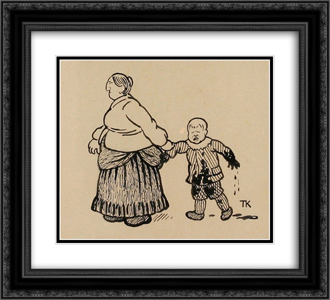For Meget Av Det Gode 22x20 Black Ornate Wood Framed Art Print Poster with Double Matting by Kittelsen, Theodor Severin