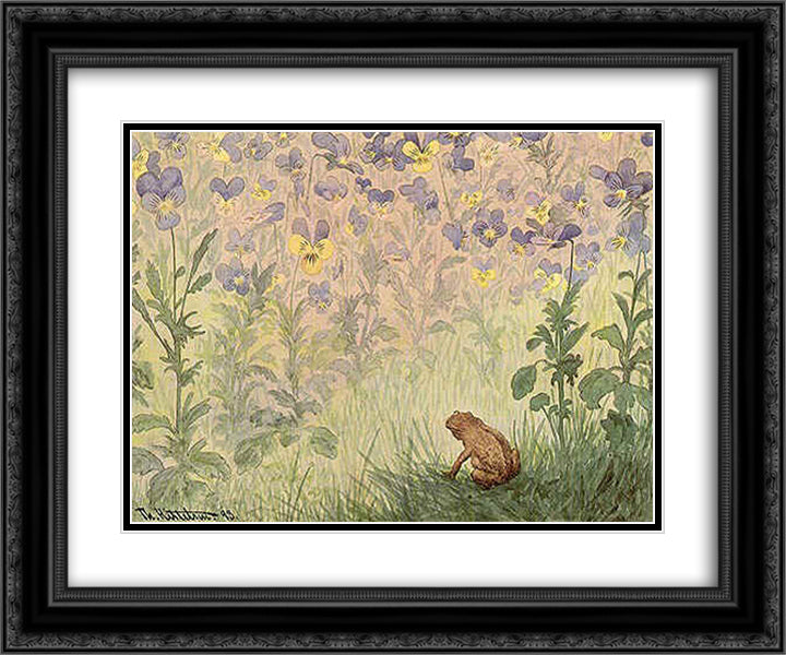Forunderlig 24x20 Black Ornate Wood Framed Art Print Poster with Double Matting by Kittelsen, Theodor Severin
