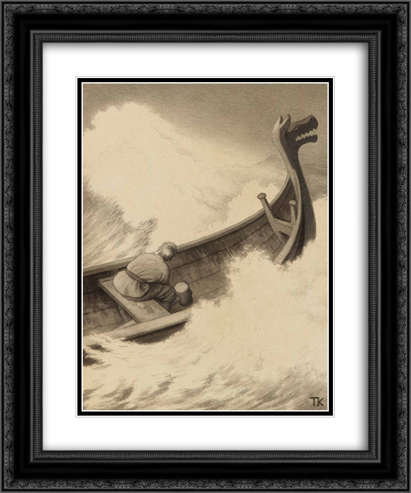 Fuegl Dam 20x24 Black Ornate Wood Framed Art Print Poster with Double Matting by Kittelsen, Theodor Severin