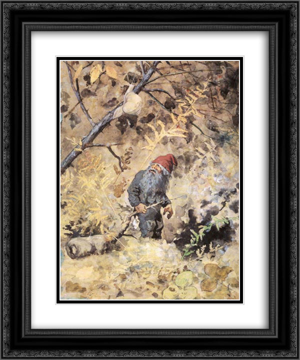 Goblin 20x24 Black Ornate Wood Framed Art Print Poster with Double Matting by Kittelsen, Theodor Severin