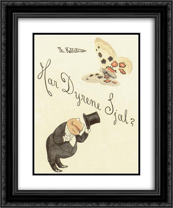 Har dyrene SjÆ’l Cover 20x24 Black Ornate Wood Framed Art Print Poster with Double Matting by Kittelsen, Theodor Severin