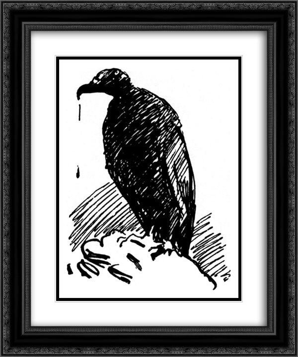 Hawk 20x24 Black Ornate Wood Framed Art Print Poster with Double Matting by Kittelsen, Theodor Severin