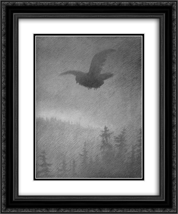 Hoestkveld 20x24 Black Ornate Wood Framed Art Print Poster with Double Matting by Kittelsen, Theodor Severin