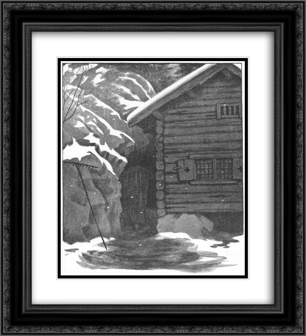 Hun Soper Hver Krok 20x22 Black Ornate Wood Framed Art Print Poster with Double Matting by Kittelsen, Theodor Severin