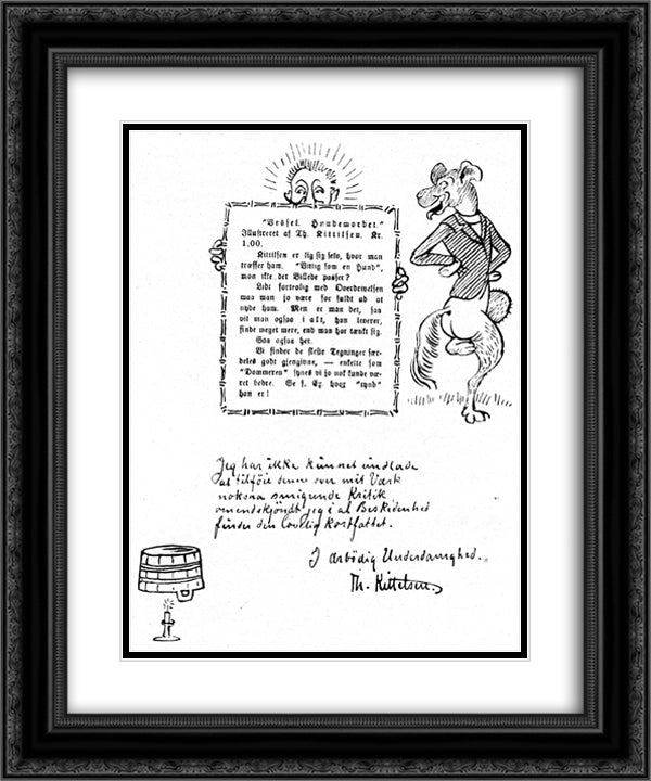 Hundemordet 20x24 Black Ornate Wood Framed Art Print Poster with Double Matting by Kittelsen, Theodor Severin