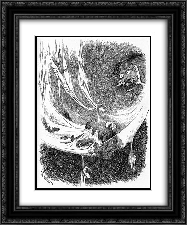 I Spindervevet 20x24 Black Ornate Wood Framed Art Print Poster with Double Matting by Kittelsen, Theodor Severin