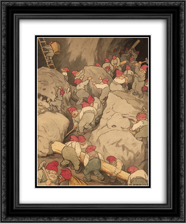 I Tomtegruvan 20x24 Black Ornate Wood Framed Art Print Poster with Double Matting by Kittelsen, Theodor Severin