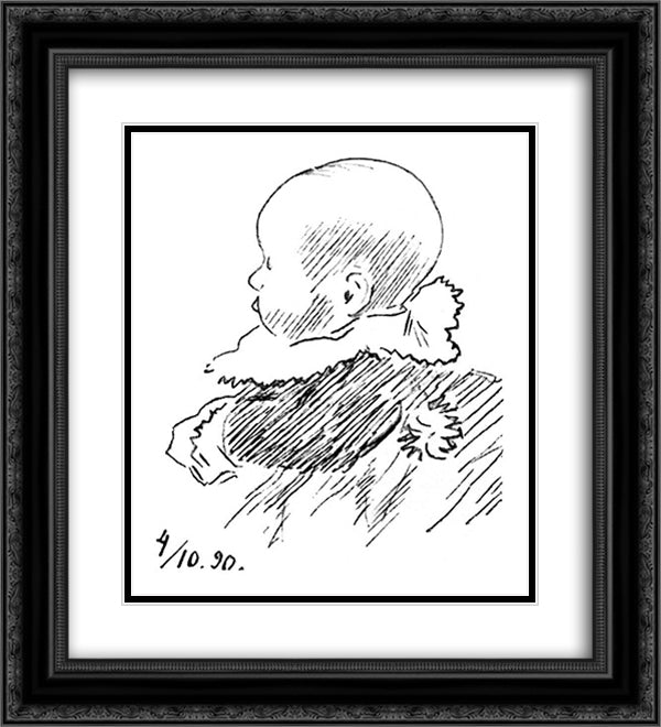 Ingrid 02 20x22 Black Ornate Wood Framed Art Print Poster with Double Matting by Kittelsen, Theodor Severin