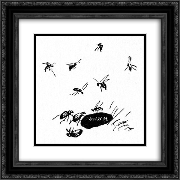 Insects 20x20 Black Ornate Wood Framed Art Print Poster with Double Matting by Kittelsen, Theodor Severin