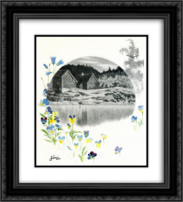 June 20x22 Black Ornate Wood Framed Art Print Poster with Double Matting by Kittelsen, Theodor Severin
