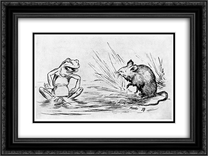 Krigen Mellom Froskene Og Musene 02 24x18 Black Ornate Wood Framed Art Print Poster with Double Matting by Kittelsen, Theodor Severin