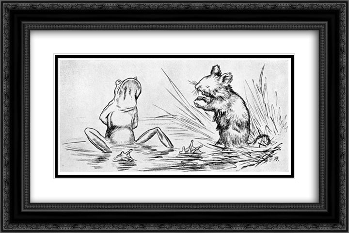 Krigen Mellom Froskene Og Musene 03 24x16 Black Ornate Wood Framed Art Print Poster with Double Matting by Kittelsen, Theodor Severin