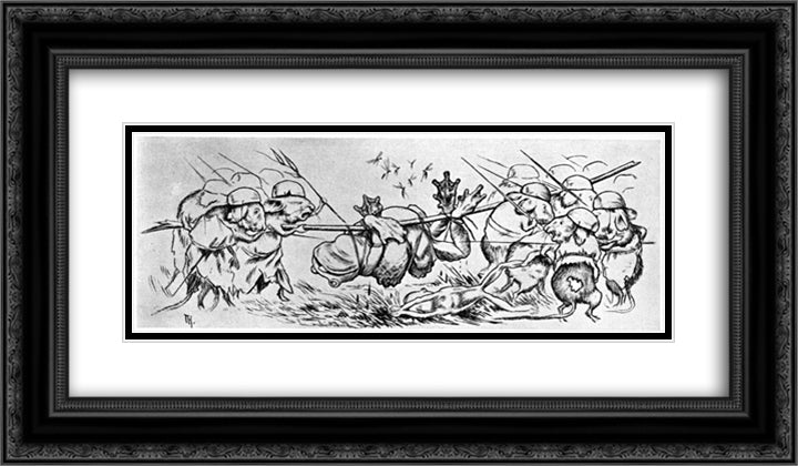 Krigen Mellom Froskene Og Musene 12 24x14 Black Ornate Wood Framed Art Print Poster with Double Matting by Kittelsen, Theodor Severin