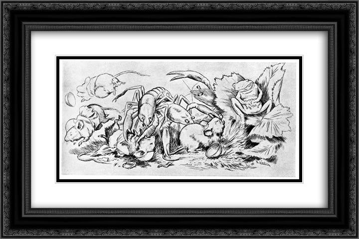 Krigen Mellom Froskene Og Musene 13 24x16 Black Ornate Wood Framed Art Print Poster with Double Matting by Kittelsen, Theodor Severin