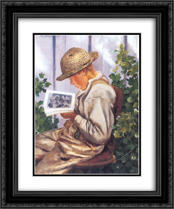 Kristian Hjerteknuser 20x24 Black Ornate Wood Framed Art Print Poster with Double Matting by Kittelsen, Theodor Severin
