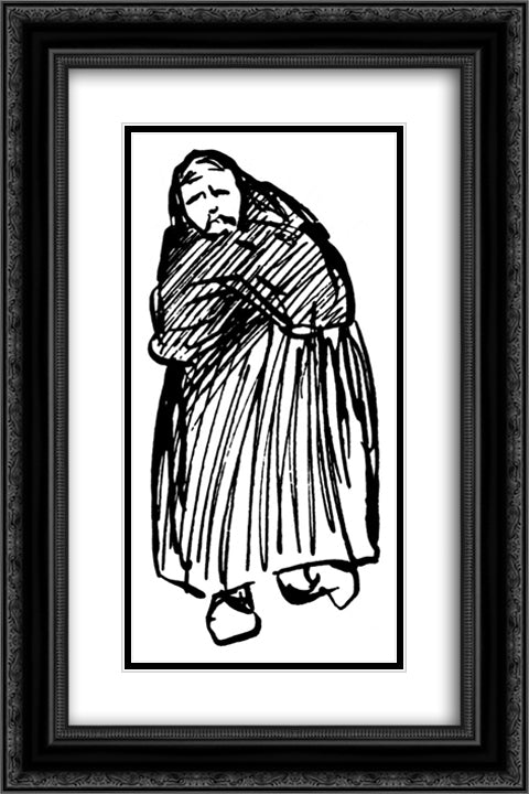Lava skraedder 16x24 Black Ornate Wood Framed Art Print Poster with Double Matting by Kittelsen, Theodor Severin