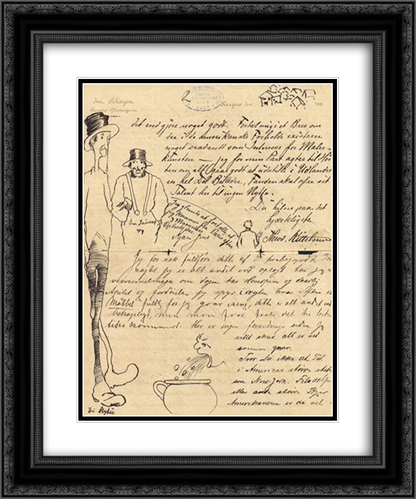 Letter To Jens 20x24 Black Ornate Wood Framed Art Print Poster with Double Matting by Kittelsen, Theodor Severin