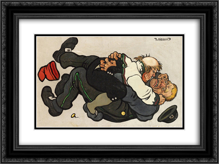 Liten Men God 24x18 Black Ornate Wood Framed Art Print Poster with Double Matting by Kittelsen, Theodor Severin