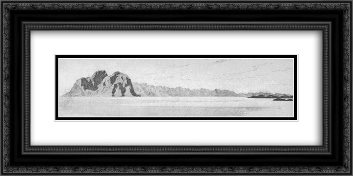 Lofoten wall 24x12 Black Ornate Wood Framed Art Print Poster with Double Matting by Kittelsen, Theodor Severin