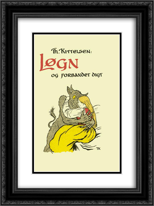 Logn Og Forbandet Digt 18x24 Black Ornate Wood Framed Art Print Poster with Double Matting by Kittelsen, Theodor Severin