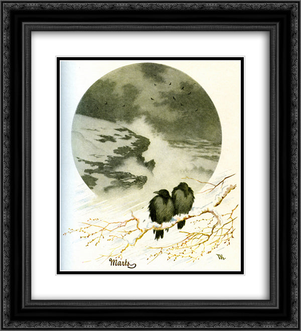 March 20x22 Black Ornate Wood Framed Art Print Poster with Double Matting by Kittelsen, Theodor Severin