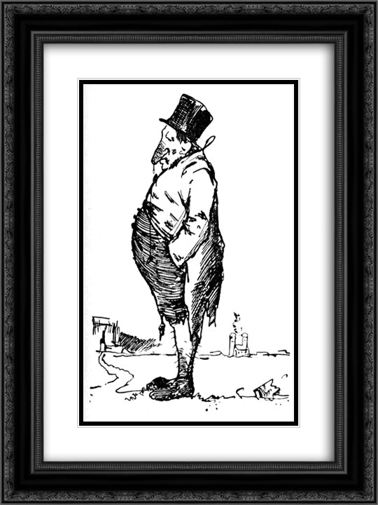 Mir san net 18x24 Black Ornate Wood Framed Art Print Poster with Double Matting by Kittelsen, Theodor Severin