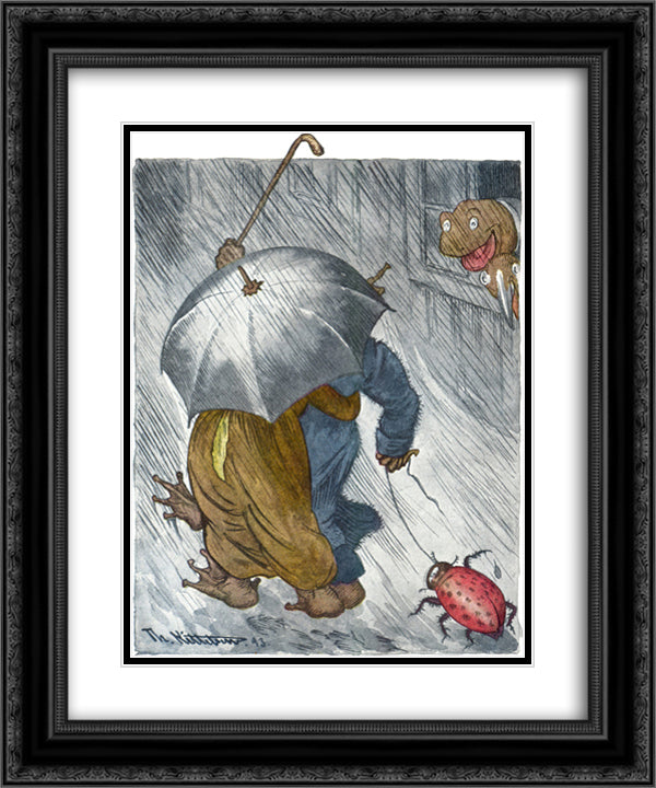 Paa Rangel 20x24 Black Ornate Wood Framed Art Print Poster with Double Matting by Kittelsen, Theodor Severin