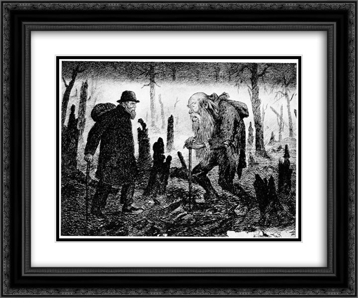 Peer Gynt 09 24x20 Black Ornate Wood Framed Art Print Poster with Double Matting by Kittelsen, Theodor Severin