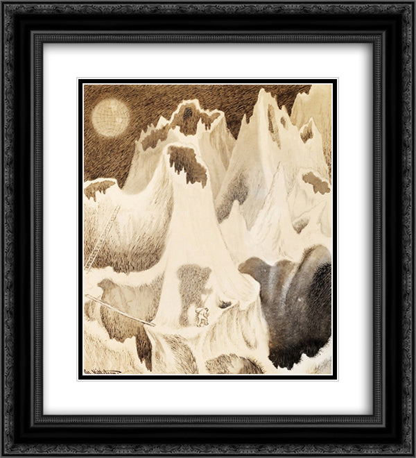Postbefordring Paa Maanen 20x22 Black Ornate Wood Framed Art Print Poster with Double Matting by Kittelsen, Theodor Severin