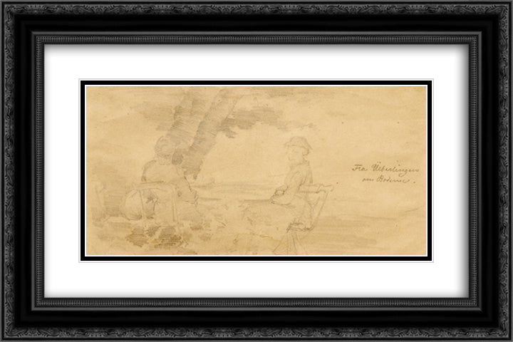 Professor Gudes Doetre 24x16 Black Ornate Wood Framed Art Print Poster with Double Matting by Kittelsen, Theodor Severin