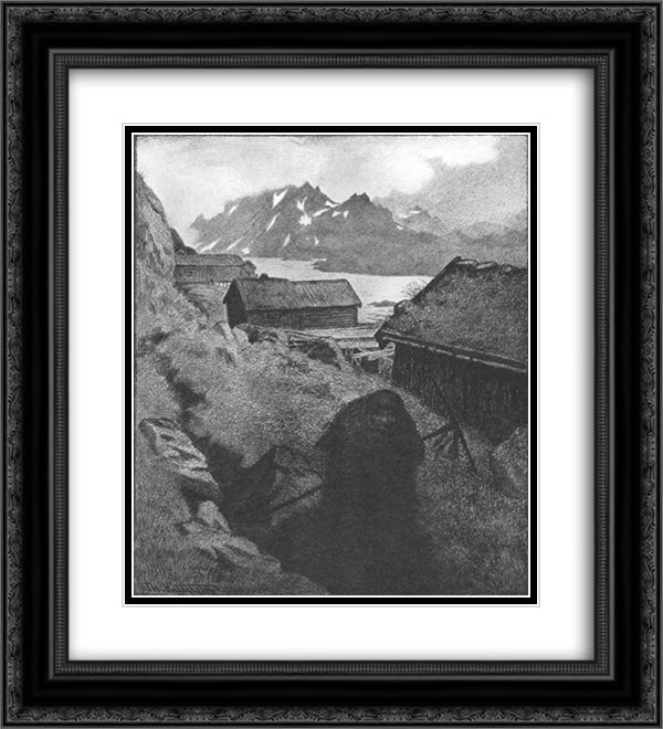 She Is Making Her Way Through the Country 20x22 Black Ornate Wood Framed Art Print Poster with Double Matting by Kittelsen, Theodor Severin