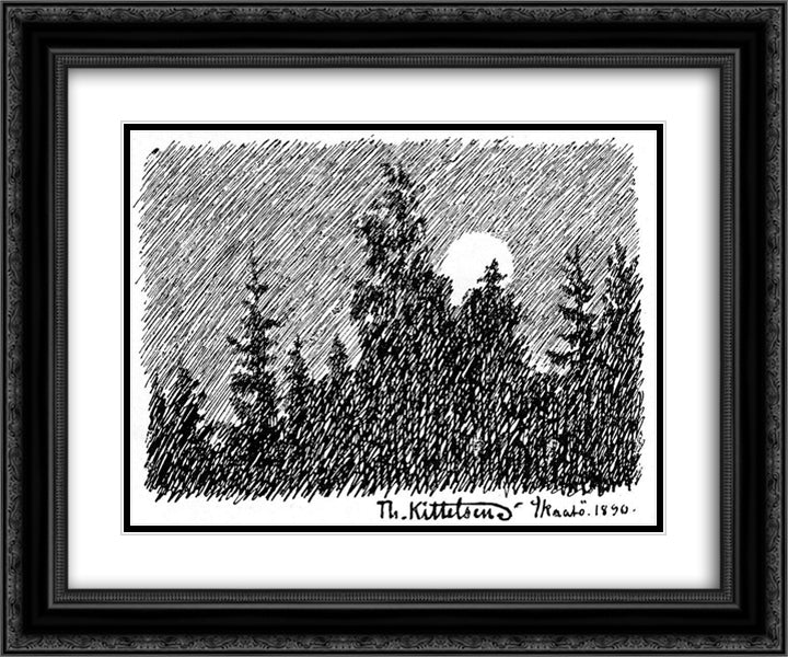 Skaatoe 24x20 Black Ornate Wood Framed Art Print Poster with Double Matting by Kittelsen, Theodor Severin