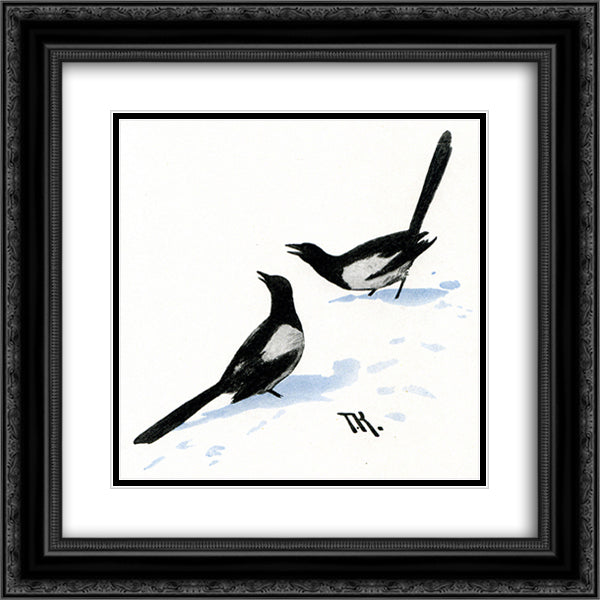Skjaerer 20x20 Black Ornate Wood Framed Art Print Poster with Double Matting by Kittelsen, Theodor Severin