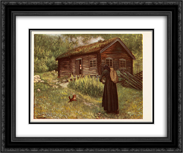Smorbokk 24x20 Black Ornate Wood Framed Art Print Poster with Double Matting by Kittelsen, Theodor Severin