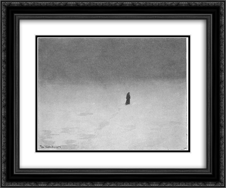 Sorgen 24x20 Black Ornate Wood Framed Art Print Poster with Double Matting by Kittelsen, Theodor Severin