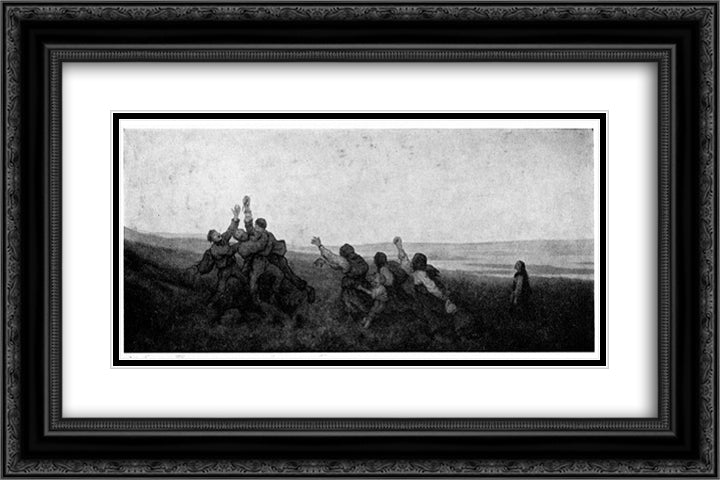 Taterslagsmaal 24x16 Black Ornate Wood Framed Art Print Poster with Double Matting by Kittelsen, Theodor Severin