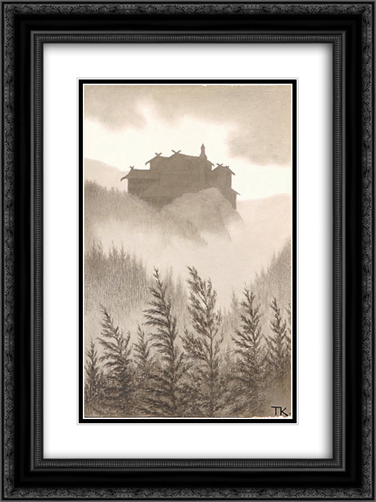 Til Den Groenne Ridder 18x24 Black Ornate Wood Framed Art Print Poster with Double Matting by Kittelsen, Theodor Severin