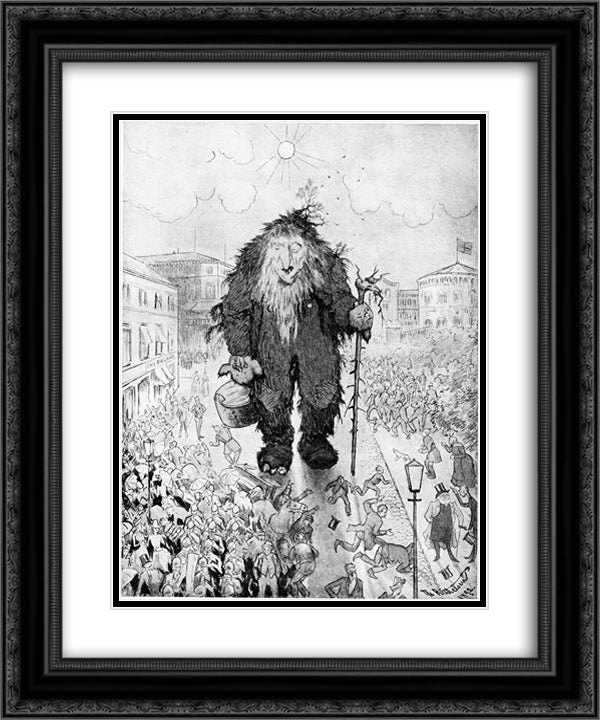 Troll at the Karl Johan Street - Trollet pa Karl Johan 20x24 Black Ornate Wood Framed Art Print Poster with Double Matting by Kittelsen, Theodor Severin