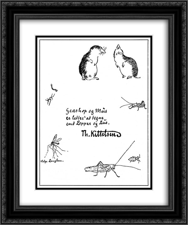 Tullas Dyr 20x24 Black Ornate Wood Framed Art Print Poster with Double Matting by Kittelsen, Theodor Severin