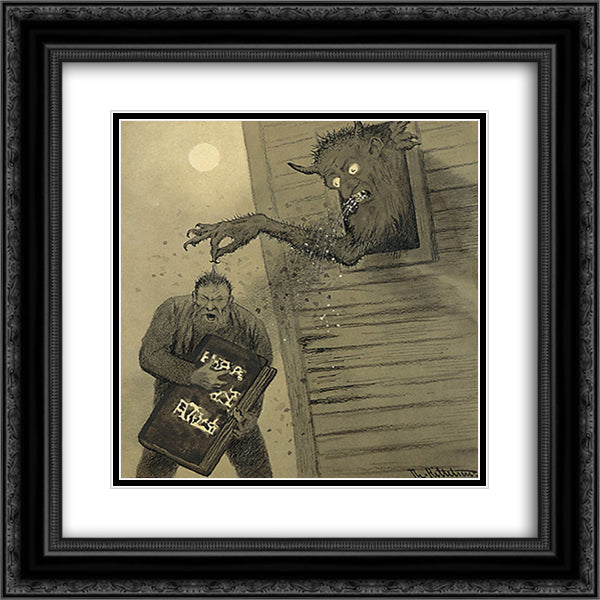 Unknown title 20x20 Black Ornate Wood Framed Art Print Poster with Double Matting by Kittelsen, Theodor Severin
