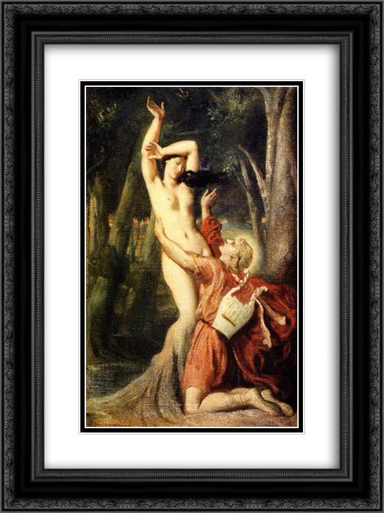 Apollo and Daphne 18x24 Black Ornate Wood Framed Art Print Poster with Double Matting by Chasseriau, Theodore