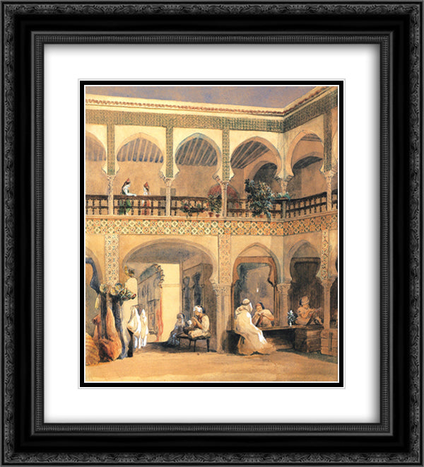 Bazaar in Orleans 20x22 Black Ornate Wood Framed Art Print Poster with Double Matting by Chasseriau, Theodore