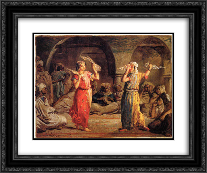 Danseuses mauresques 24x20 Black Ornate Wood Framed Art Print Poster with Double Matting by Chasseriau, Theodore