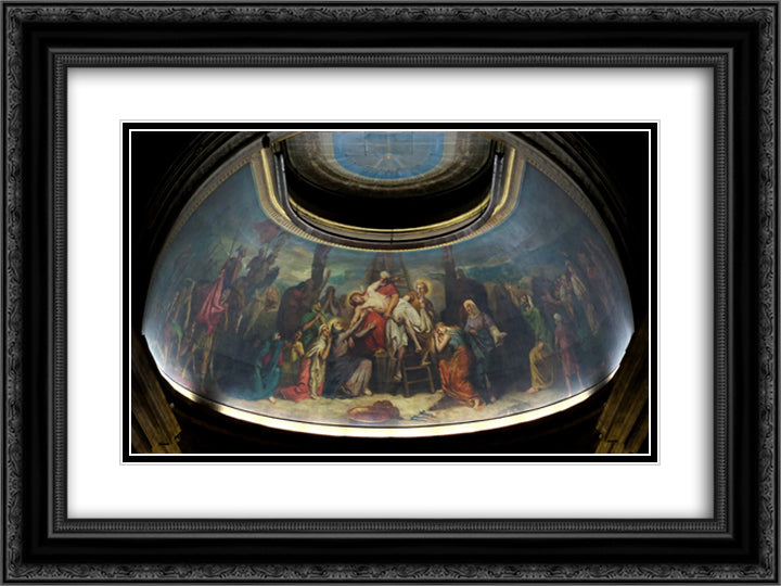 La Descente de croix 24x18 Black Ornate Wood Framed Art Print Poster with Double Matting by Chasseriau, Theodore