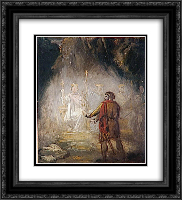 Macbeth, the apparition of the kings 20x22 Black Ornate Wood Framed Art Print Poster with Double Matting by Chasseriau, Theodore