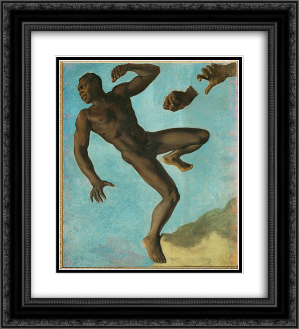 Study of Negro 20x22 Black Ornate Wood Framed Art Print Poster with Double Matting by Chasseriau, Theodore